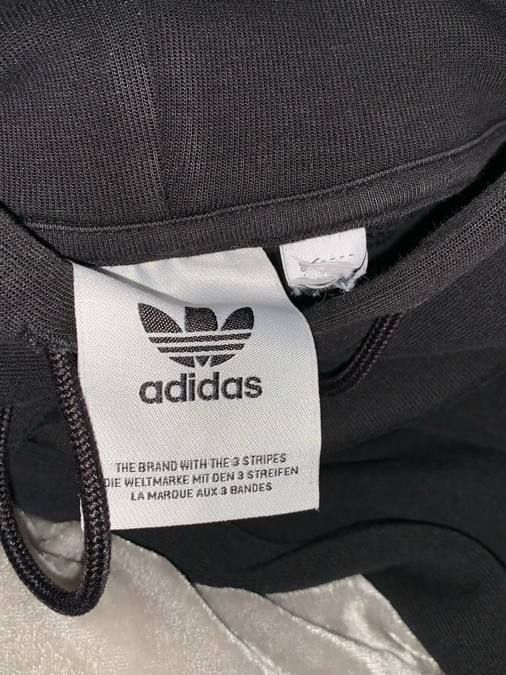 adidas Black Hoodie with White Sleeve Stripes - Picture 3 of 3